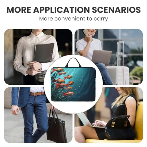 14 inch Laptop Sleeve with Handle Shockproof Laptop Bag Waterproof Computer Cover Bag Fish Aquarium Briefcase