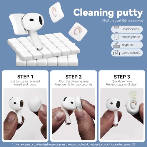 for Airpods Cleaner Kit,Bluetooth Earbuds 3 in 1 Multi-Function Cleaning Pen and Cleaning Putty,for Airpods Pro Phone Charging Port,Earbuds,Headphone, iPod,Case,iPhone,ipad,Laptop (White) - color: white