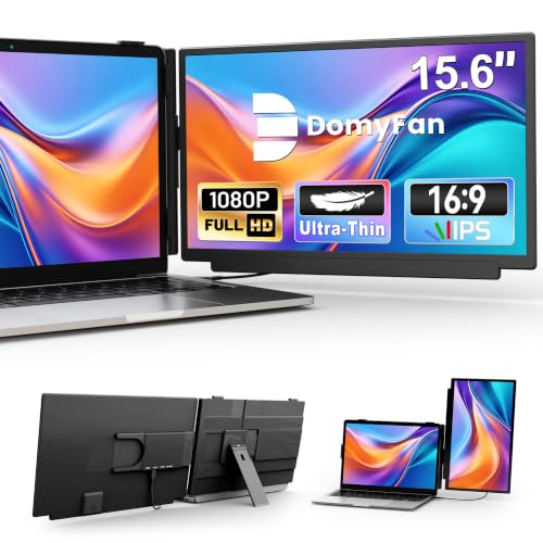 domyfan Laptop Screen Extender 15.6“ FHD 1080P IPS Portable Monitor, USB-C Plug and Play Dual Screen with 100% sRGB Color Accuracy, for Windows Mac Android Chrome Laptops 13” to 17“ - size: 15.6" Screen