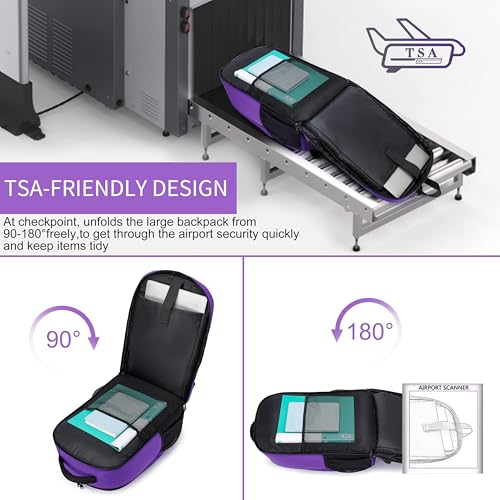 CAFELE Laptop Backpack, 17.3 Inch, Water-Repellent, USB Charging Port, for Business Travel School (Purple, 17.3 inches) - color: Purple
