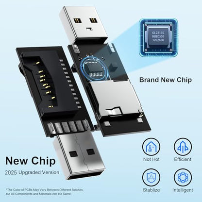 USB Micro SD Card Reader for Computer,PC,2-in-1 SD Card Reader to USB Adapter,High-Speed Dual Slots Memory Card Reader Adapter for SD,SDXC, SDHC, MMC, RS-MMC, Micro SDXC, Micro SD, TF,Micro SDHC