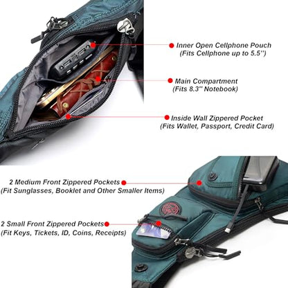 NICGID Sling Bag Chest Shoulder Backpack Crossbody Daypack for Men Women | Travel Outdoor Hiking Concealed Carry Fishing Fanny Tool Small Casual - color: Dark Green-2620n