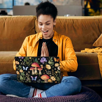 SUPERDANT Mushroom Butterfly Laptop Skin 3 Pcs Main Touchpad Decals Removable PVC Sticker for 12 13 14 15 15.6 inch Notebook Colorful - style: Mushroom And Butterfly