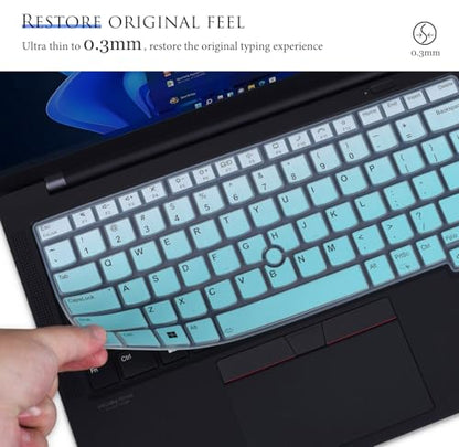 Keyboard Cover for 2024 2023 Lenovo ThinkPad E14 Gen 6/5 14",Thinkpad x1 Carbon Gen 11/10,ThinkPad T14 T14s L14 P14s Gen 4/3 (Not Fit Thinkpad T14 L14 P14s Gen 2/1, Thinkpad E14 Gen 4/3)-Gradual Mint - color: Guadual Mint
