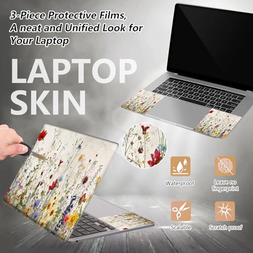 Laptop Skin Sticker for 12.1”-15.6“ Laptops (Fits 13”, 13.3”, 14”, 15”, 15.4”) | Protective Universal Reusable Vinyl Art Decal Cover | Waterproof & Scratch-Resistant-Wildflowers - color: Wildflowers