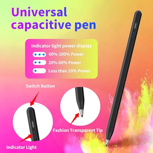 Digital for Android Tablets Stylus Pen for Samsung Galaxy Tab A11+Plus/A11/A9+/A9 Pencil,Accurate Without delay，One-Click Power On/Off,+2Nibs&Long Battery Life (Black) - color: Black