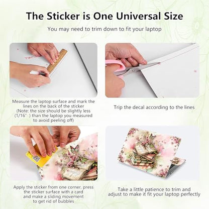 Laptop Skin Sticker Decal, Universal Reusable Vinyl Laptop Cover for 12" 13" 13.3" 14" 15" 15.4" 15.6" Notebook PC, Waterproof Scratch-Resistant with 2 Wrist Pads, Easy to Apply & Remove,Art Books - color: Art Books