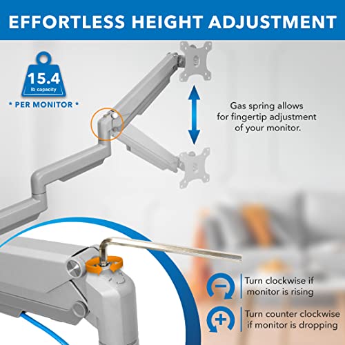Mount-It! Triple Monitor Mount with Gas Spring Arms, Fits 24–32 Inch Screens, USB & Audio Ports, Full Motion Desk Stand with Tilt, Swivel & Rotation, Heavy Duty Silver 3 Screen Arm with Clamp