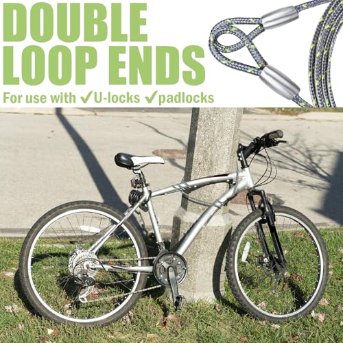 0.13IN Security Steel Cable 4/6/10/15FT Lengths Bike Lock Cable, Cable Rope, Stainless Steel Cable with Loops for Safety and Security - color: Gray, size: 4ft（2Pack）