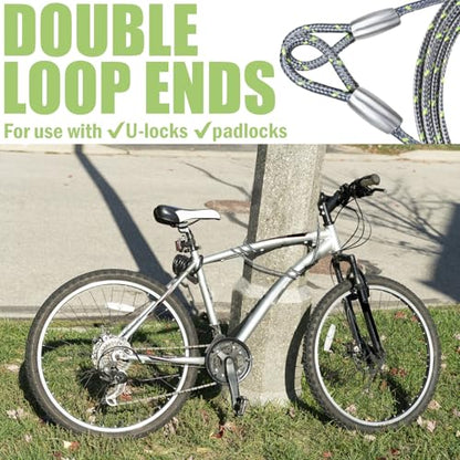 0.13IN Security Steel Cable 4/6/10/15FT Lengths Bike Lock Cable, Cable Rope, Stainless Steel Cable with Loops for Safety and Security - color: Gray, size: 4ft（2Pack）