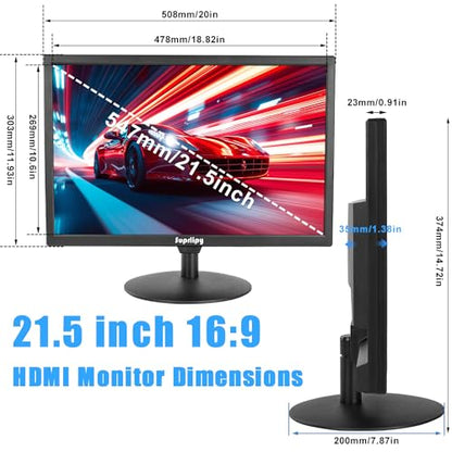21.5" FHD Mini LCD Monitor Display Screen 1920x1080 60Hz 16:9 BNC VGA HDMI AV with USB Input Built-in Loudspeaker for CCTV Security Camera DVR PC Game Console - color: 21.5 Inch 1920x1080