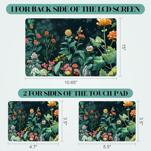 Laptop Skin Sticker Decal,13.3" 14" 15" 15.4" 15.6 inch Laptop Vinyl Skin Sticker Cover, Art Decal Protector with Free 2 Wrist Pads, Green Daisy Leaves - color: Green Daisy Leaves