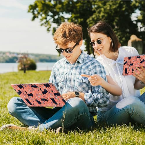 Universal Laptop Skin Sticker with 2 Wrist Pad Skins, Waterproof Scratch Resistant Vinyl Laptop Cover Decal, Cut to Fit for 11–15.6 Inch MacBook HP Dell Lenovo, Cat Pink Flowers - color: Cat Pink Flowers