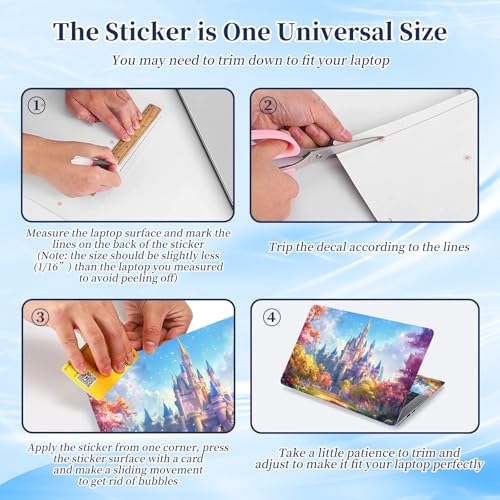 Universal Laptop Protective Skin,Trim-to-Fit Vinyl Sticker for 13–16 Inch Laptop,MacBook,Tablet & Notebook,Scratch-Proof Waterproof Cover,Fantasy Castle - color: Fantasy Castle