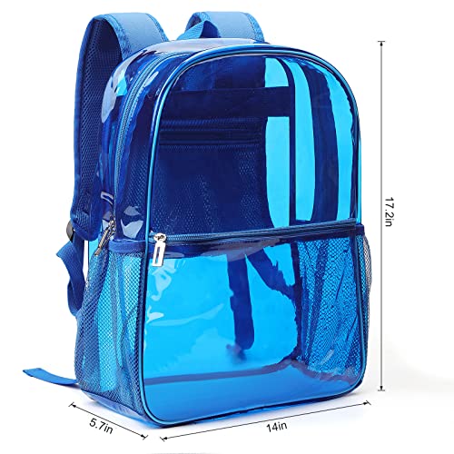 Clear Backpack Heavy Duty TPU Transparent Backpack for Sports,Work,Security Travel. - color: Blue