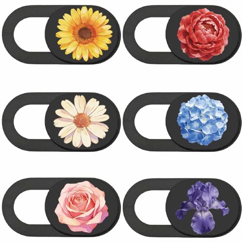 6Pcs 6 Styles Cute Camera Cover Slide Flowers 0.04 Inch Privacy Guard Accessories, Webcam Cover Slide Ultra Thin Protector Blocker for Desktop Computer Tablet Notebook Mini PC Office Use - color: Flower