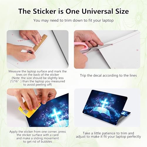 Laptop Skin Sticker Decal, Universal Reusable Vinyl Laptop Cover for 12" 13" 13.3" 14" 15" 15.4" 15.6" Notebook PC, Reusable Waterproof Scratch-Resistant with 2 Wrist Pads,Christian Cross Book - color: Christian Cross Book