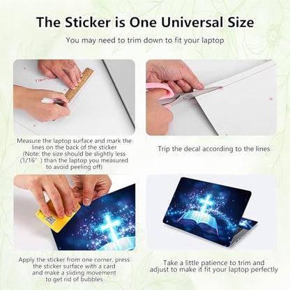 Laptop Skin Sticker Decal, Universal Reusable Vinyl Laptop Cover for 12" 13" 13.3" 14" 15" 15.4" 15.6" Notebook PC, Reusable Waterproof Scratch-Resistant with 2 Wrist Pads,Christian Cross Book - color: Christian Cross Book