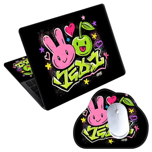 Laptop Skin Sticker Decal 15-15.6 Inch with Cute Mouse Pad, Universal Reusable Vinyl Sticker for 12.1 13 13.3 14 15.4 Inch Netbook and Notebook PC, Kawaii Graffiti - color: Kawaii Graffiti