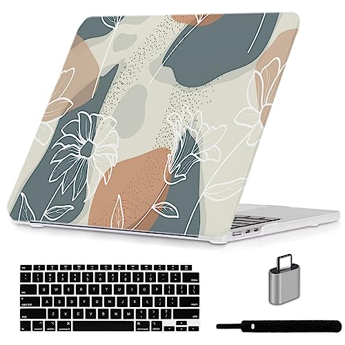 LanBaiLan Compatible with MacBook Air 13 inch Case M5 2026 M4 2025 M3 M2 2024-2022 A3449 A3240 A3113 A2681, 13.6 Plastic Hard Shell Case & Keyboard Cover, Art Flower - color: Art Flower
