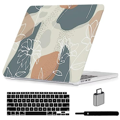 LanBaiLan Compatible with MacBook Air 13 inch Case M5 2026 M4 2025 M3 M2 2024-2022 A3449 A3240 A3113 A2681, 13.6 Plastic Hard Shell Case & Keyboard Cover, Art Flower - color: Art Flower