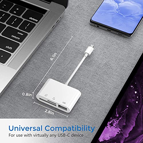 SD Card Reader, USB C Micro SD Card Reader, Memory Card Reader | Type C SD/TF Card Reader, Compatible with iPhone 17/16/15, Samsung Galaxy S25/S24/S23, iPad, MacBook, Laptops,Tablets (White)