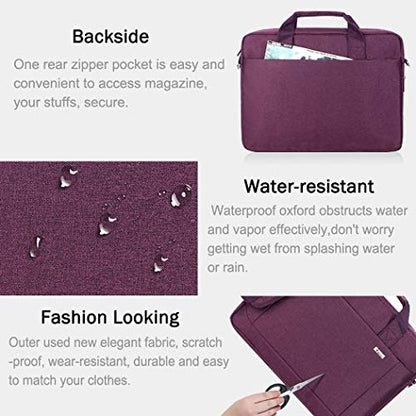 Voova 15.6-15 Inch Laptop Bag, Computer Bag, MacBook Bag, Dark Purple | Expandable splash-proof laptop messenger bag with removable strap; fits notebooks, MacBook, HP, Dell, Lenovo and Asus - color: Purple, size: 14-15.6 Inch