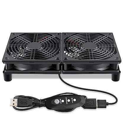 240mm Computer Pc Case 5V USB Powered Fan with Variable Speed Controller for Router WiFi Modem Cabinet Xbox DVR PlayStation Receiver Cooling - style: 2 x 120mm
