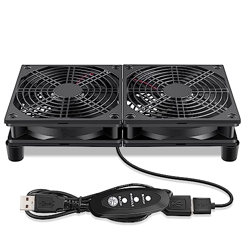 240mm Computer Pc Case 5V USB Powered Fan with Variable Speed Controller for Router WiFi Modem Cabinet Xbox DVR PlayStation Receiver Cooling - style: 2 x 120mm