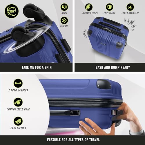 Kenneth Cole REACTION Out of Bounds Lightweight Hardshell 4-Wheel Spinner Luggage, Cobalt Blue, 2-Piece Set (20" & 28") - color: Cobalt Blue, size: 2-Piece Set (20" & 28")