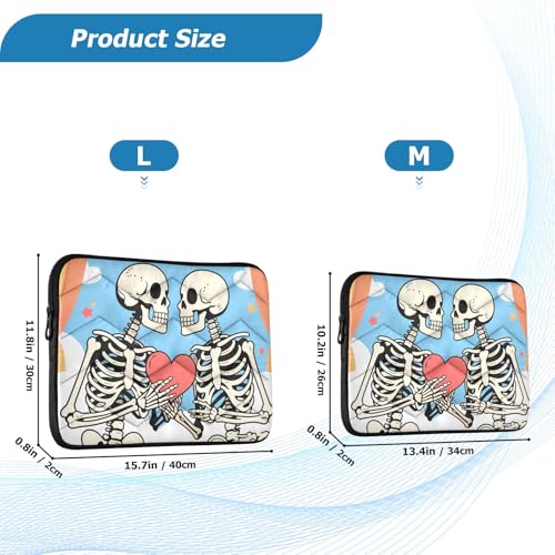 Cartoon Skulls Light Blue 15-16 Inch Quilted Laptop Sleeve Case Soft Notebook Protector Bag Computer Carrying Case - color: Cartoon Skulls Light Blue, size: Large