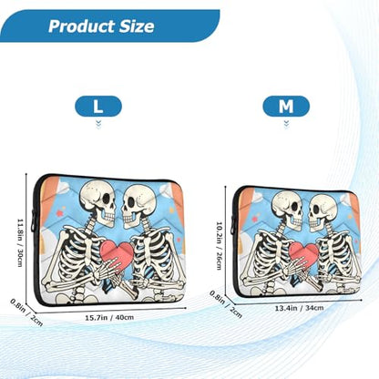 Cartoon Skulls Light Blue 15-16 Inch Quilted Laptop Sleeve Case Soft Notebook Protector Bag Computer Carrying Case - color: Cartoon Skulls Light Blue, size: Large
