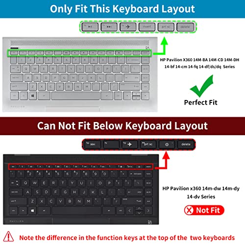 Keyboard Cover for HP 14 Laptop/HP Pavilion x360 14-dq 14-fq 14-ba/bf/cm/ce/cf/dk 14t-dh200 14-dq0040nr 14-dq0052dx 14-dq5009nr 14-dq0762dx 14-dq6011dx dq0703dx 14-dq0070nr 14-fq0013dx, Rainbow - color: Rainbow