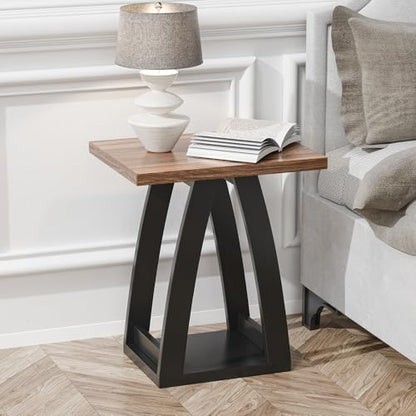 End Tables Living Room. Side Table Beside Sofa. Modern End Table for Living Room. Couch Side Table with Shelf. Black-Brown Wood Side Tables - color: Black-brown