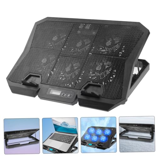 Laptop Cooling Pad 15.6 Inch with 6 Fans, Quiet USB Powered Laptop Cooler Stand for Gaming and Office Use, Adjustable Speed Blue LED Fan Cooling Base