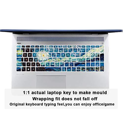 English Silicone Keyboard Cover for HP Envy x360 15.6''Series /2020 2019 Pavilion 15/Pavilion x360 15.6" Series/Envy 17 17.3" Series/Laptop 15t 17t 17-ca0011nr 17-by0040nr,Van Gogh Starry Sky - color: Z2-Van Gogh Starry Sky