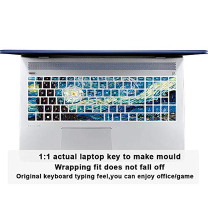 English Silicone Keyboard Cover for HP Envy x360 15.6''Series /2020 2019 Pavilion 15/Pavilion x360 15.6" Series/Envy 17 17.3" Series/Laptop 15t 17t 17-ca0011nr 17-by0040nr,Van Gogh Starry Sky - color: Z2-Van Gogh Starry Sky