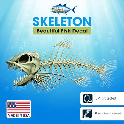 Skeleton Beautiful Fish Decal | Fishing Decal for Boat, Car, Vehicle, Truck Etc. | Waterproof Vinyl Sticker | Many Sizes & Styles Available | 12" to 40" by Digital Fish Art (Large, Position 3) - color: Position 3, size: Large