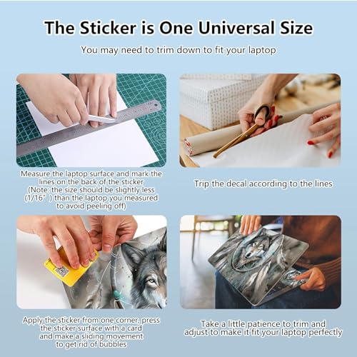 Universal Laptop Skin Sticker with 2 Wrist Pad Skins, Waterproof Scratch Resistant Vinyl Laptop Cover Decal, Cut to Fit for 11–15.6 Inch MacBook HP Dell Lenovo, Dream Wolf - color: Dream Wolf
