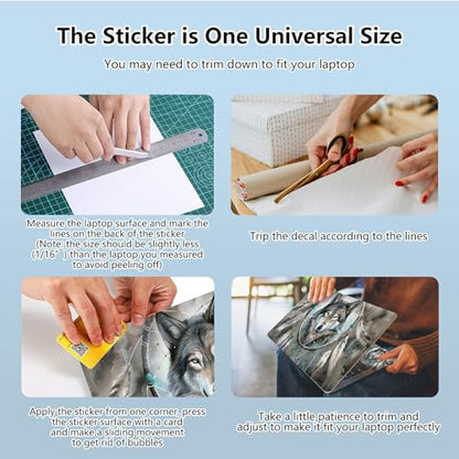 Universal Laptop Skin Sticker with 2 Wrist Pad Skins, Waterproof Scratch Resistant Vinyl Laptop Cover Decal, Cut to Fit for 11–15.6 Inch MacBook HP Dell Lenovo, Dream Wolf - color: Dream Wolf