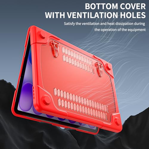 Batianda Heavy Duty Case for MacBook Neo 13 Inch 2026, Red | Fits Model A3404 A18 Pro Chip, Ergonomic Foldable Stand Holds 22lbs, TPU Bumper, Matte Translucent Shockproof Hard Shell - color: Red