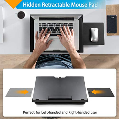 Lap Desk - Lap Desk for Laptop w/ Mouse Pad, Computer Lap Desk w/ Dual Cushions, Laptop Stand for Car 6 Adjustable Angles, Fits Up to 15.6" Laptops, Lap Writing & Drawing Board for Sofa & Bed