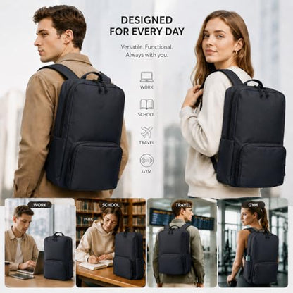 Laptop Backpack for Women & Men, 15.6" Laptop and Tablet Bag with Tumbler Holder – Lightweight, Durable Travel & Work Backpacks, Navy - color: Backpack 02 Navy Blue