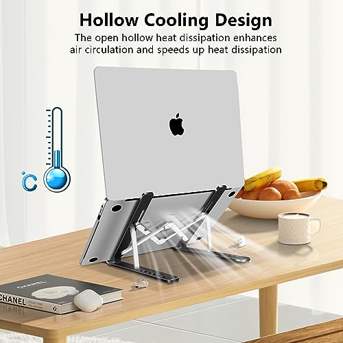 Laptop Stand, Computer Tablet Stand, Adjustable Aluminum Foldable Portable Laptop Holder Riser, Compatible with MacBook Air Pro, Lenovo, HP, Dell, More 10-15.6” Laptops and Tablets (Black) - color: D102 Black
