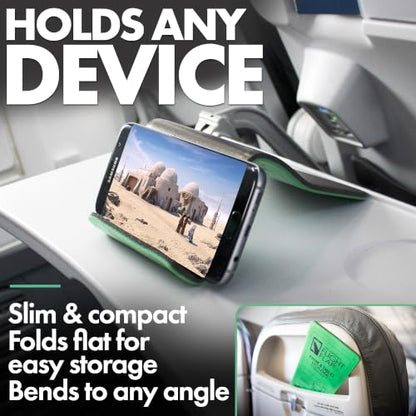 Foldable Airplane Phone Holder, Travel Phone Stand, Green | Use this flexible phone stand on a desk, bed, treadmill, office, kitchen counter, car headrest, or airplane seat back - color: Green, size: Large