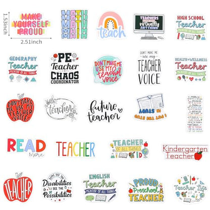 100 Pcs Back to School Waterproof Stickers Teacher Appreciation Gift Decals Laptop Inspirational Quotes Stickers for Water Bottle Scrapbook Journal