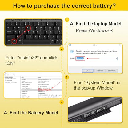 61WH 807956-001 HS03 Laptop Battery Replacement for HP HS04 807957-001 807612-421 HSTNN-LB6U HSTNN-DB7I Spare TPN-I120 240 245 246 250 256 G4/G5 AY039WM 15-AY009DX High Capacity - size: HS04 10.75*0.8*0.75inch