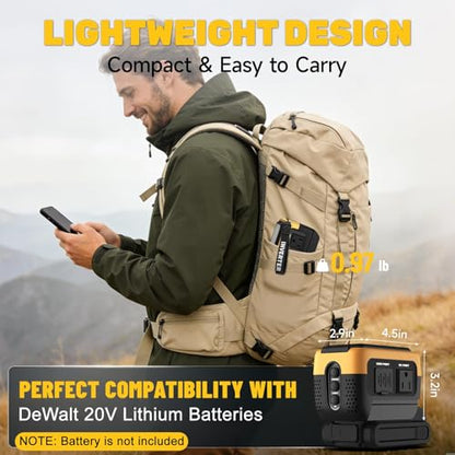 240W Power Inverter Pure Sine Wave Compatible with Dewalt 20V Battery | No Battery, 7A Fast Charger, 120V AC Outlets, USB-C (140W), 2 QC USB Ports (18W), 600LM LED,Portable Power Station - color: Yellow