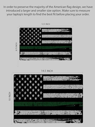 Laptop Skin Sticker Cover Decal-American Flag-Universal Size - Fits All laptops up to a 16” Diagonal Size | Easy to Apply, Remove and Change Styles (Green Line Flag, 12.5 x 8.75 Inch) - size: 12.5 x 8.75 Inch, style: Green Line Flag