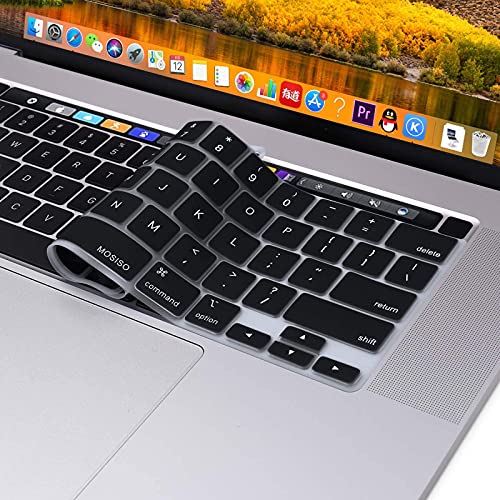 MOSISO Keyboard Cover Compatible with MacBook Pro 13 inch M2 M1 | 2023-2020 A2338 A2289 A2251&Compatible with MacBook Pro 16 2020 2019 A2141 Touch ID, Protective Silicone Skin, Black - color: Black